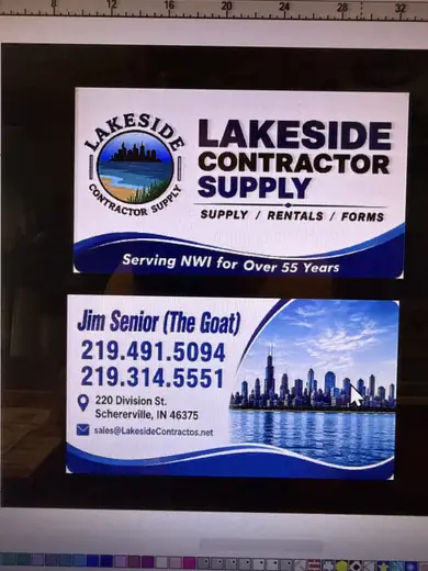 Printed contractor supply sign with a Chicago skyline graphic